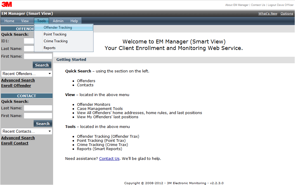 Accessing Offender Tracking